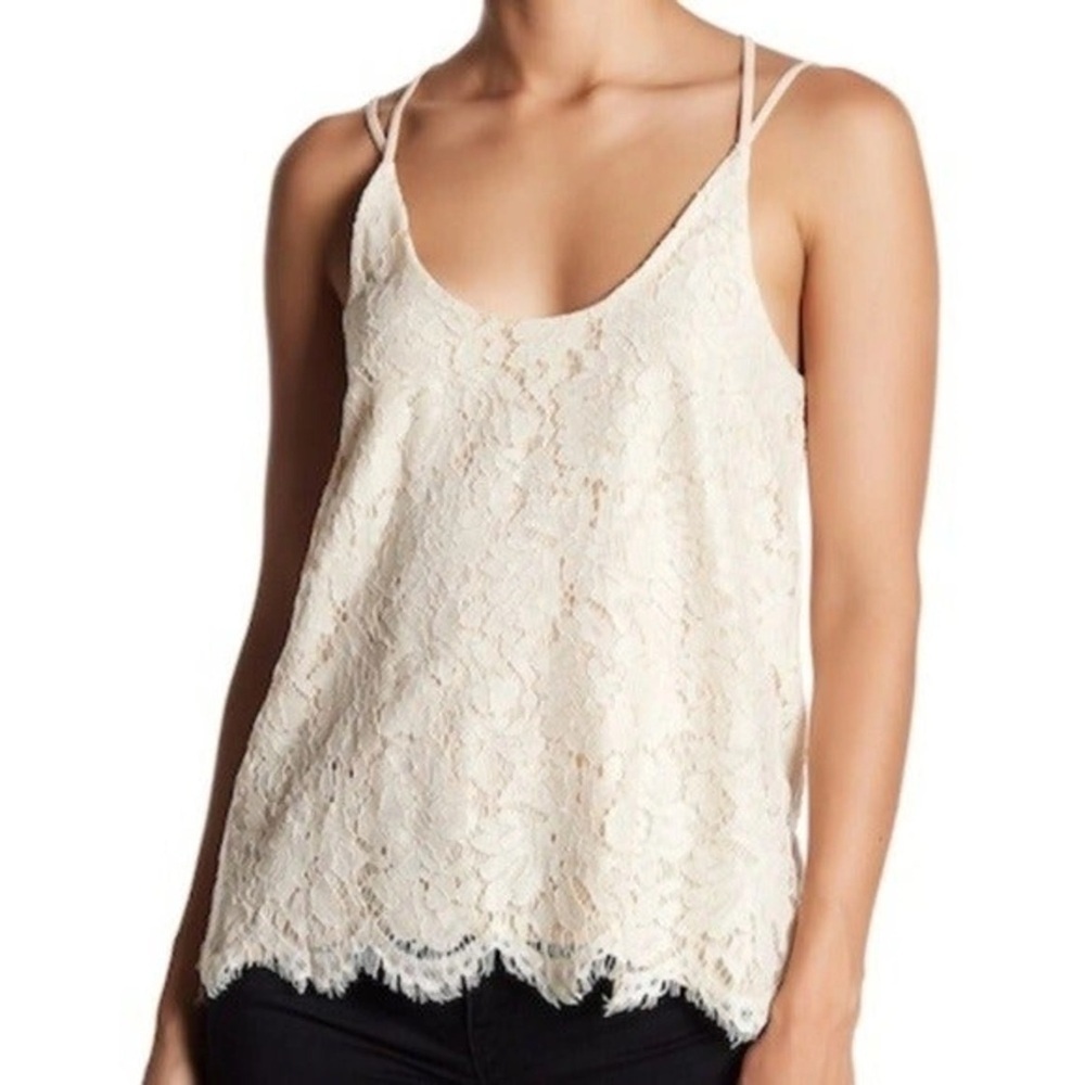 Chaser - Lace Overlay Top-  Cream - NWT Small
